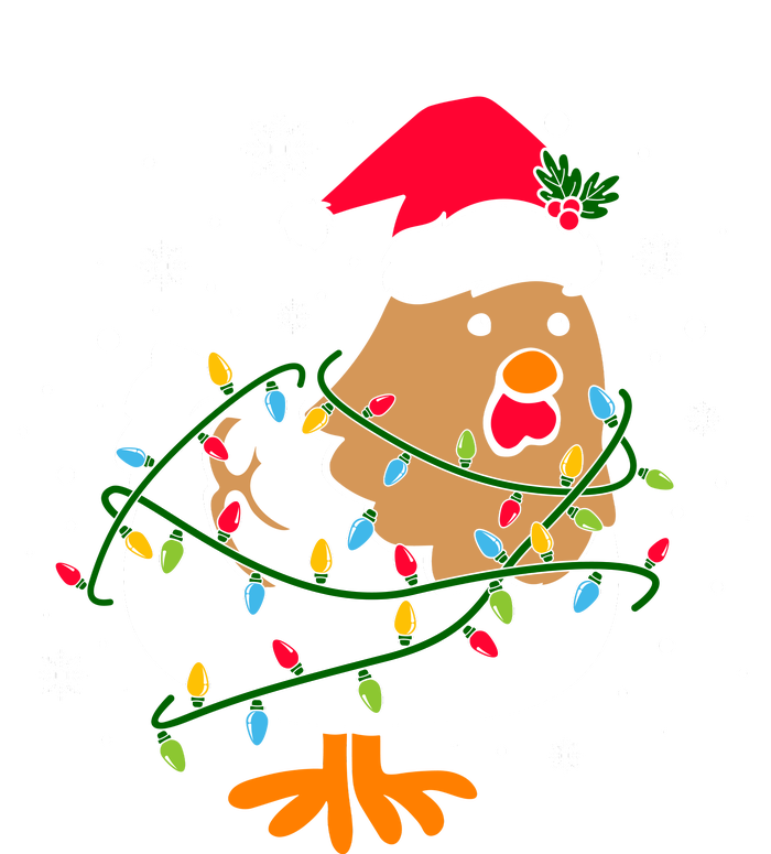 Chicken Christmas Funny Bird Funny Christmas Hat Christmas Lights T-Shirt