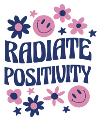 Radiate Positivity Retro Smiley Floral Quote Ladies Essential Flowy Tank