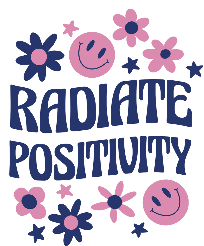 Radiate Positivity Retro Smiley Floral Quote Ladies Essential Flowy Tank