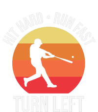 Hit Hard Run Fast Turn Left Funny Retro Sunset Silhouette Baseball Player T-Shirt