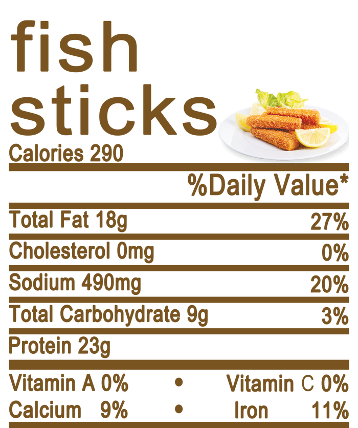 Fish Sticks Nutrition Facts Label Dry Zone Grid Polo