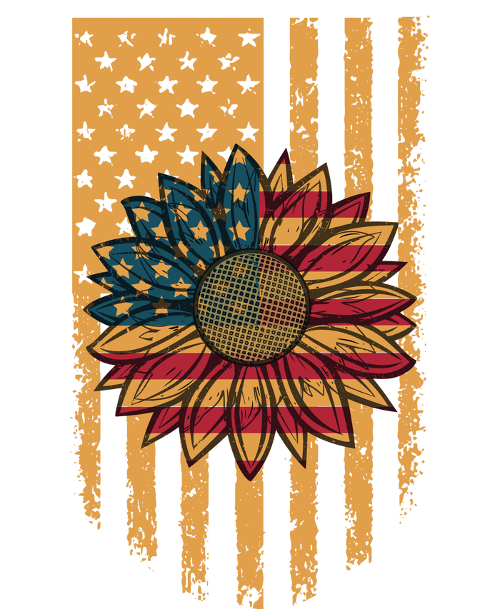 Distressed USA American Flag Sunflower T-Shirt