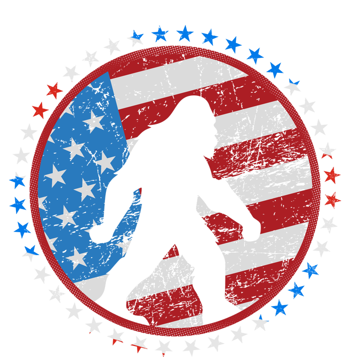 Funny USA American Flag Bigfoot Sasquatch Emblem T-Shirt