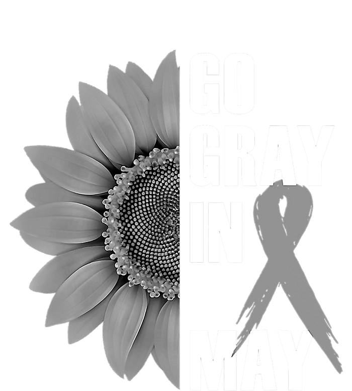 Go Gray In May Brain Cancer Awareness Grey Ribbon Sunflower T-Shirt