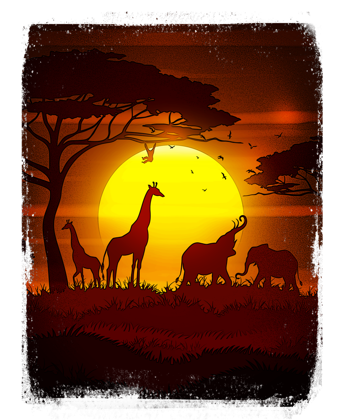 African Safari Animals Sunset Scene Tall T-Shirt