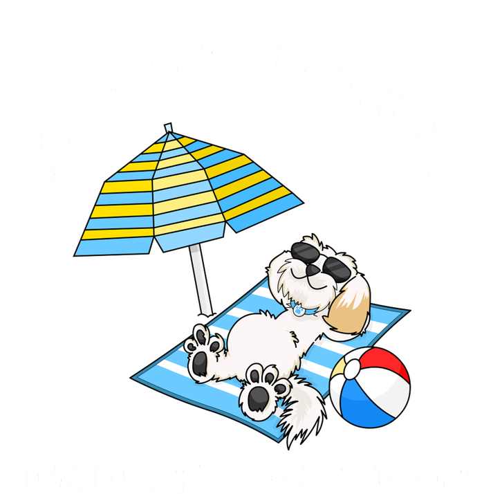 Don't Bother Me I'm On Vacation Dog Funny Stripe Pom Pom Beanie