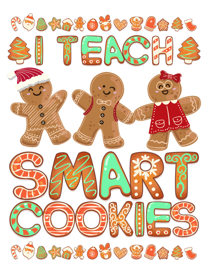 I Teach Smart Cookies Christmas Teacher Funny Gingerbread Meaningful Gift Stripe Pom Pom Beanie