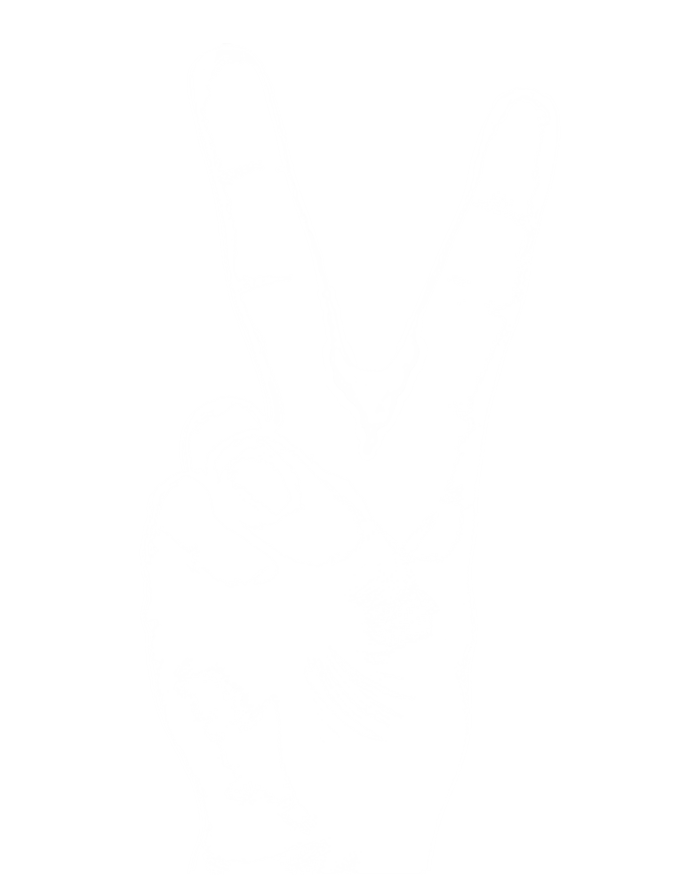 V Victory Sign Peace Symbol Hand White Print Cool Urban Great Gift Striped Beanie with Solid Band