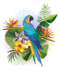 Tropical Paradise Flower Parrot Premium T-Shirt