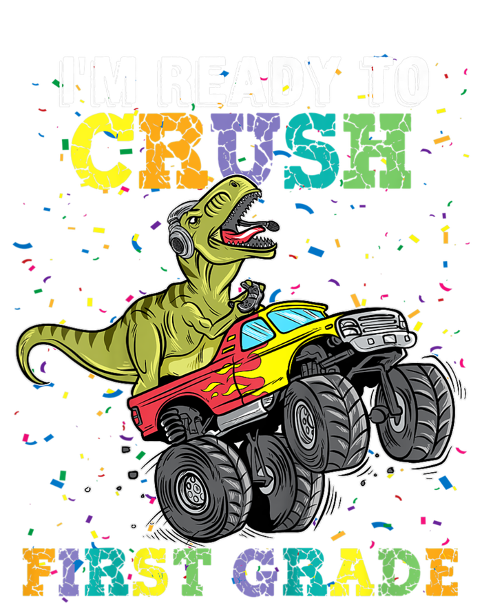 Kids I'm Ready To Crush First Grade Monster Truck Dinosaur Boys Back To School Full Zip Hoodie