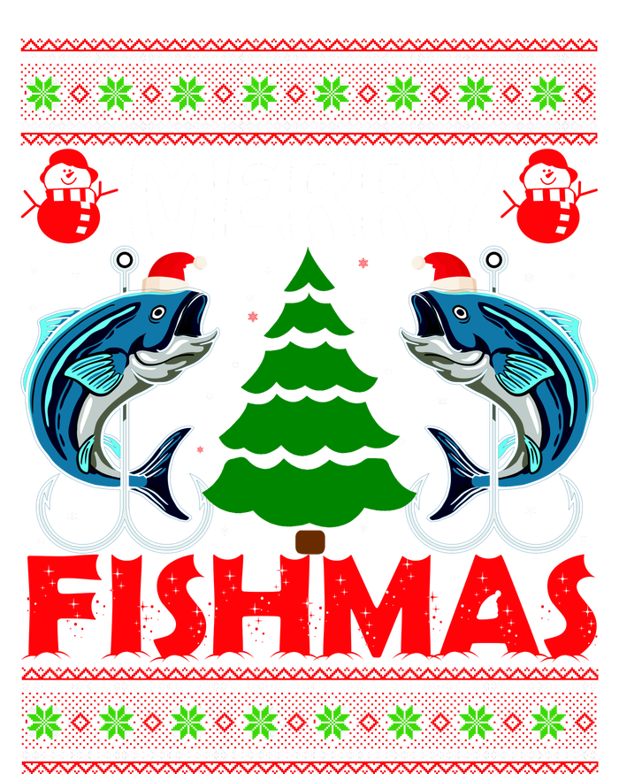 Merry Fishmas Funny Fish Fishing Ugly Christmas Full-Length Apron With Pockets