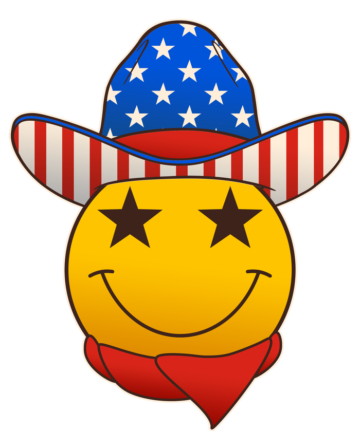 Funny USA American Flag Cowboy Smiley Emoji T-Shirt