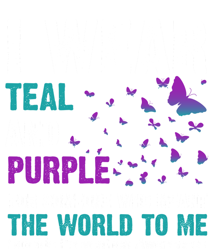 I Wear Teal & Purple Suicide Prevention Awareness Women's Racerback Cropped Tank