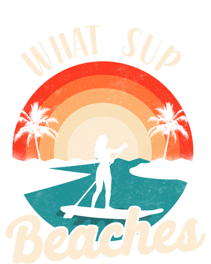 Paddleboard What Sup Beaches Girl Vintage Retro Sunset Gift Button