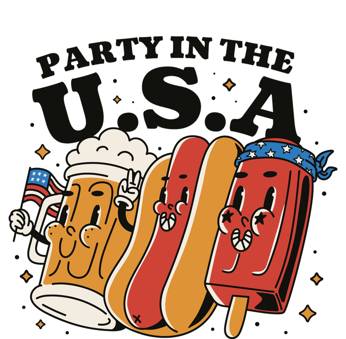 Party In The USA Hot Dog And Beer Funny Women's V-Neck T-Shirt