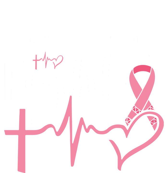 Fight Cross Heartbeat Pink Ribbon Breast Cancer T-Shirt