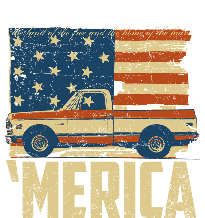 Classic Truck Funny Gift 'Merica American Flag With Pickup Truck Meaningful Gift Sustainable Beanie