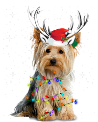 Yorkie Dog Reindeer Christmas Lights Funny Gift Canvas