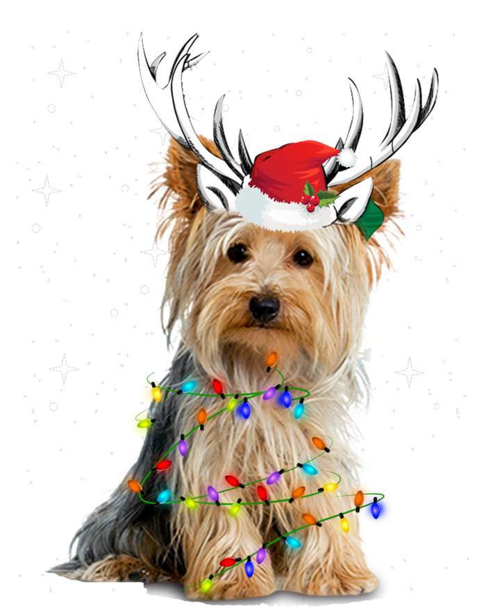 Yorkie Dog Reindeer Christmas Lights Funny Gift Canvas