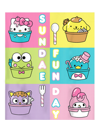 Sundae Fun Day Ft. Sanrio Characters Ice Cream Dessert Womens Funnel Neck Pullover Hood