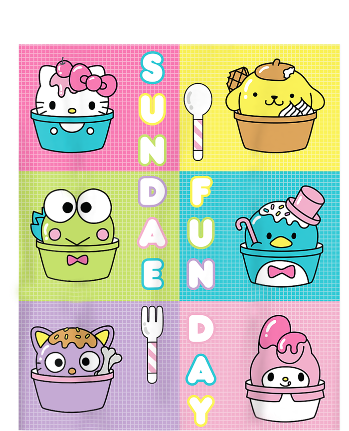 Sundae Fun Day Ft. Sanrio Characters Ice Cream Dessert Womens Funnel Neck Pullover Hood