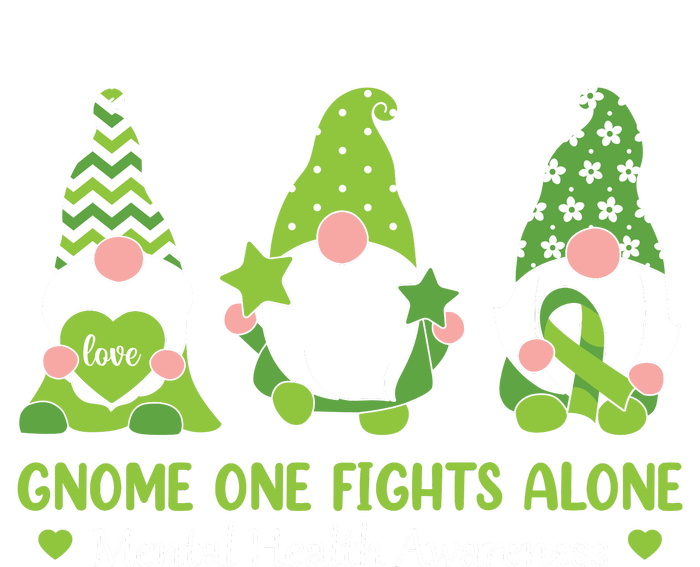 Gnome One Fights Alone Green Mental Health Awareness Women's Fleece Hoodie