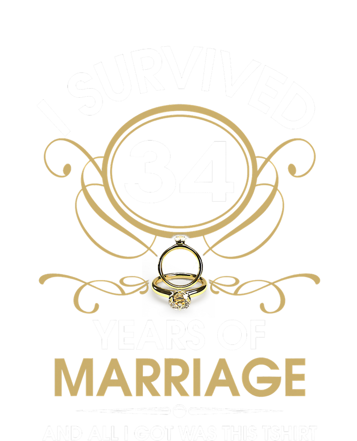 I Survived 34 Years Of Marriage 34th Wedding Anniversary T-Shirt