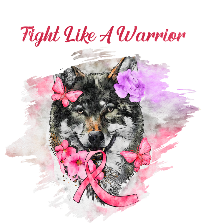 Fight Like A Warrior Wolf Pink Ribbon Breast Cancer Kids Long Sleeve Shirt