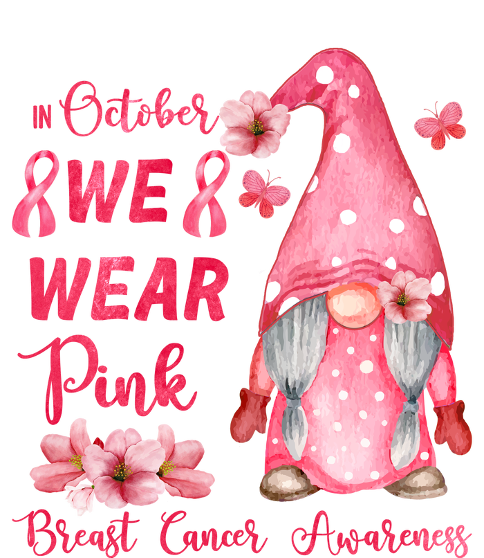 October We Wear Pink Gnome Breast Cancer Awareness Tall Sweatshirt