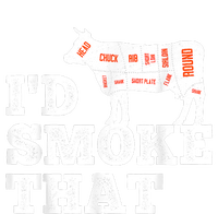 Chef Butcher Cook BBQ I'd Smoke That Funny Barbecue Cow Women's Racerback Cropped Tank