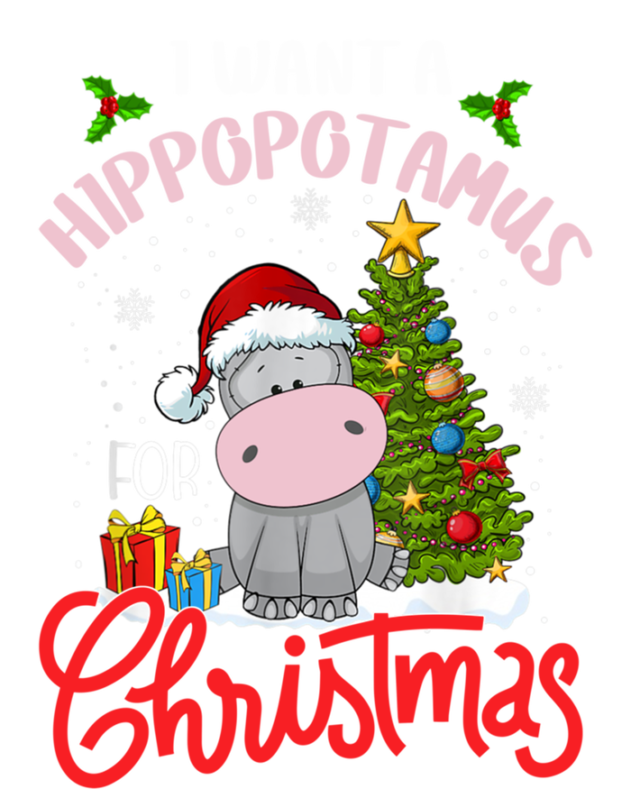 I Want A Hippopotamus For Christmas Funny Hippo Xmas Pajamas Gift Full-Length Apron With Pockets