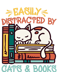 Easily Distracted By Cats And Books Cat & Book Lover T-Shirt