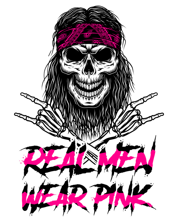 Real Men Wear Pink Breast Cancer Awareness Skull Kids T-Shirt