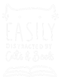 Easily Distracted By Cats And Books Cat & Book Lover Bumper Sticker