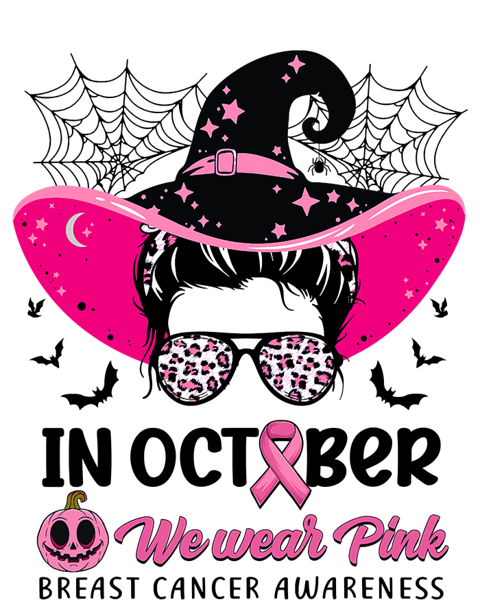 In October Wear Pink Breast Cancer Awareness Witch Halloween Costume T-Shirt