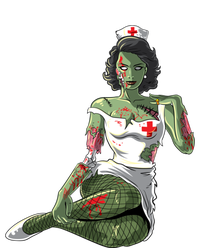 Halloween Zombie Pin Up Nurse Lady Gift T-Shirt