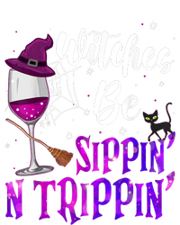 Witches Be Sippin N Trippin Halloween Drinking Funny Black Cat Ladies Long Sleeve Shirt