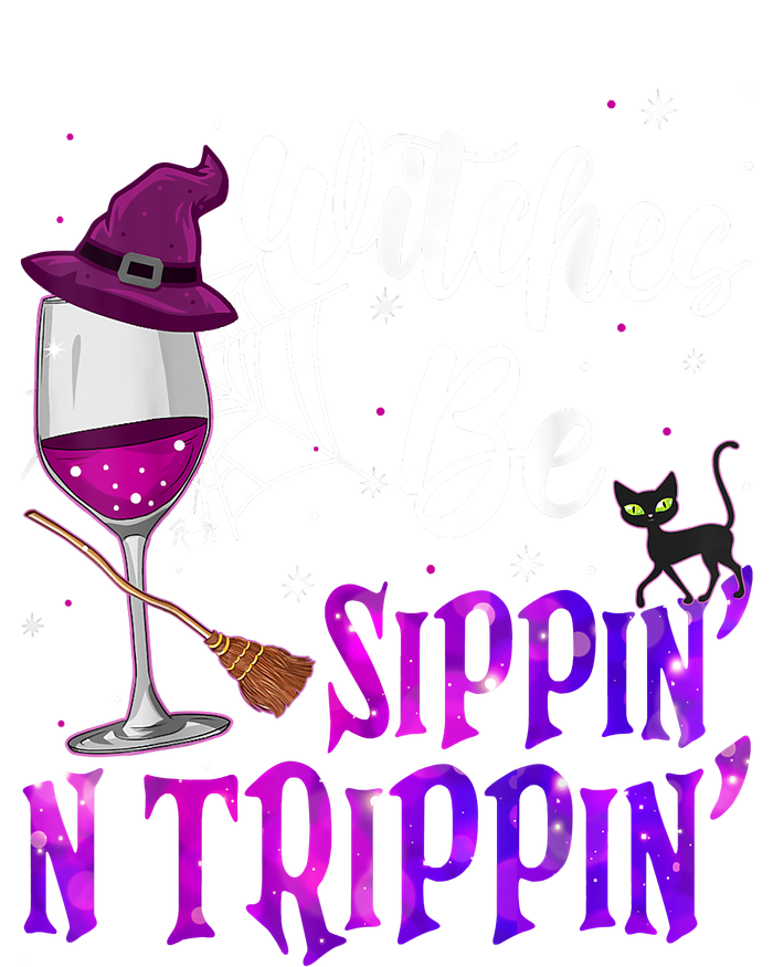 Witches Be Sippin N Trippin Halloween Drinking Funny Black Cat Ladies Long Sleeve Shirt