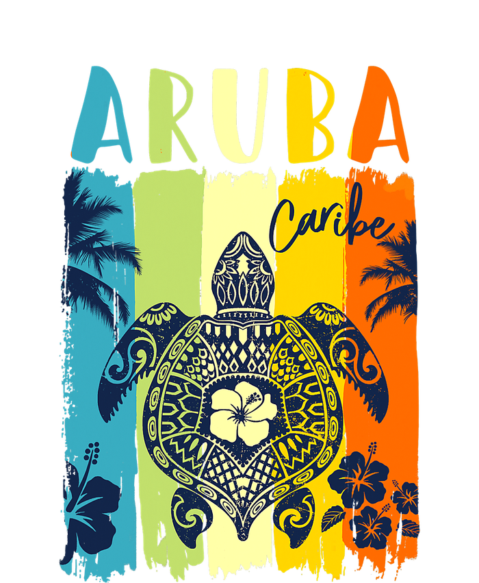 Sea Turtle Retro Aruba Caribe Family Vacation Ladies Long Sleeve Shirt