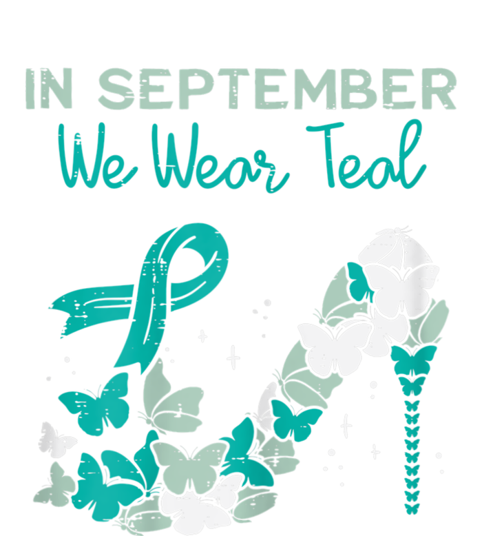 Womens September We Wear Teal Ribbon Shoe Ovarian Cancer Awareness Drawstring Bag