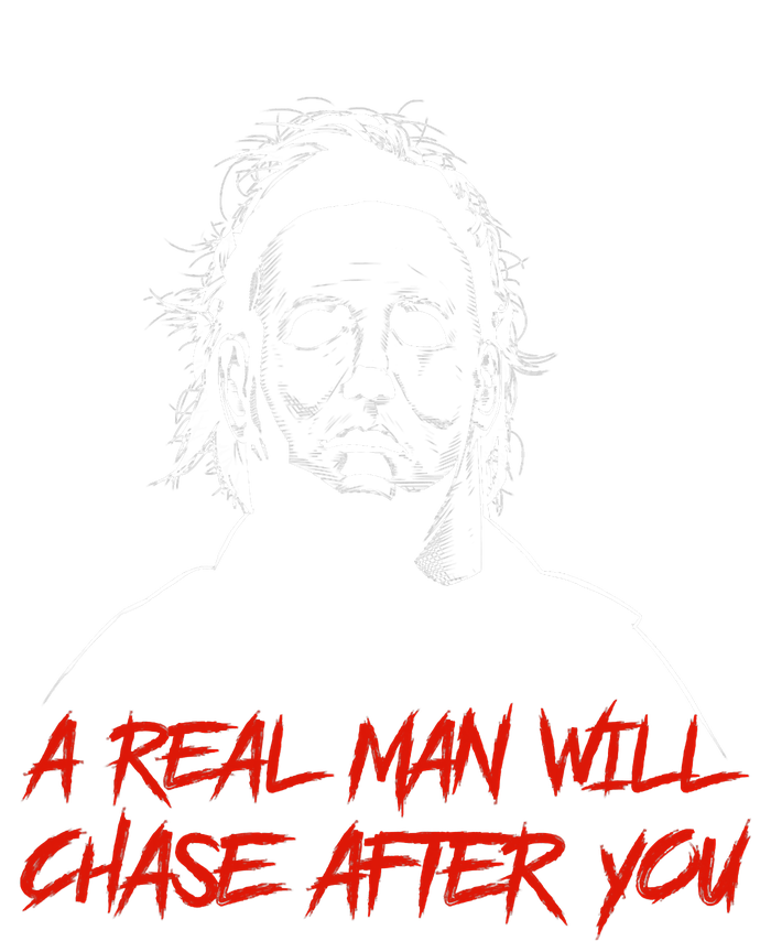 Halloween Creepy Horror Scary Man With Knife A Real Man Will Chase After You Women's Fleece Hoodie