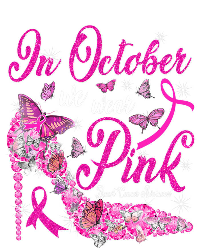 In October We Wear Pink Butterflies Breast Cancer Awareness Kids Hoodie