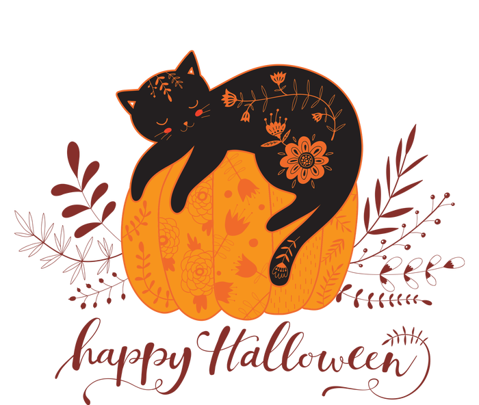 Cute Boho Halloween Black Cat Fall Pumpkin T-Shirt