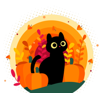 Cute Fall Autumn Lover Black Cat And Pumpkins T-Shirt