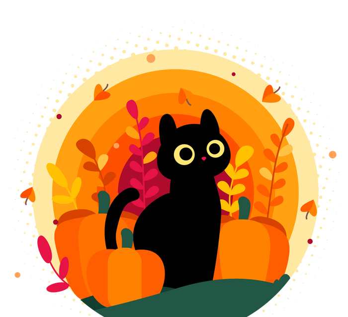 Cute Fall Autumn Lover Black Cat And Pumpkins T-Shirt