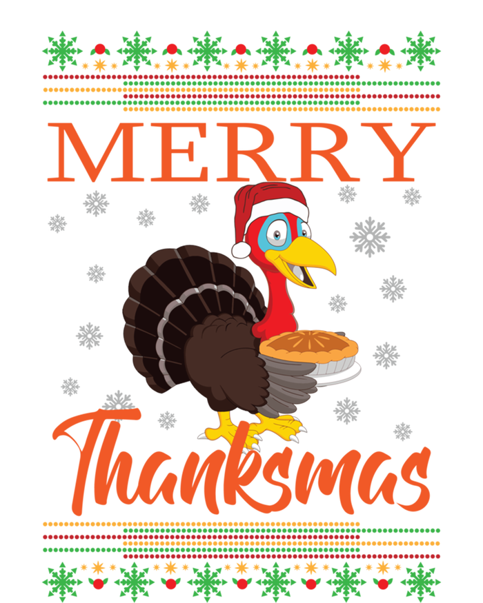 Merry Thanksmas Cute Turkey Santa Hat Thanksgiving Christmas Gift Kids Sweatshirt