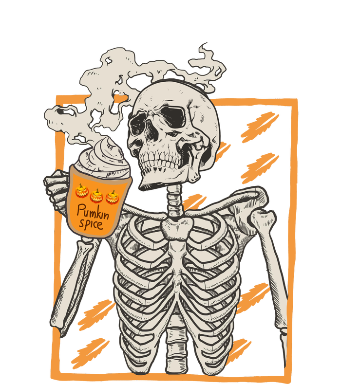 Vintage Skeleton Pumpkin Spice Halloween T-Shirt