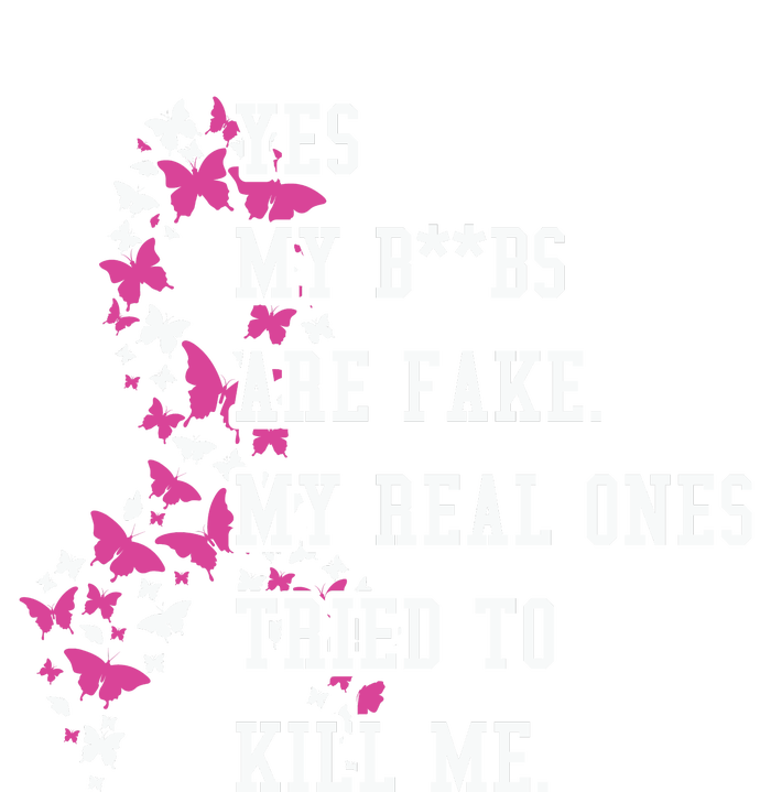 Yes My Boobs Are Fake My Real Ones Tried To Kill Me Breast Cancer Awaremess V-Neck T-Shirt