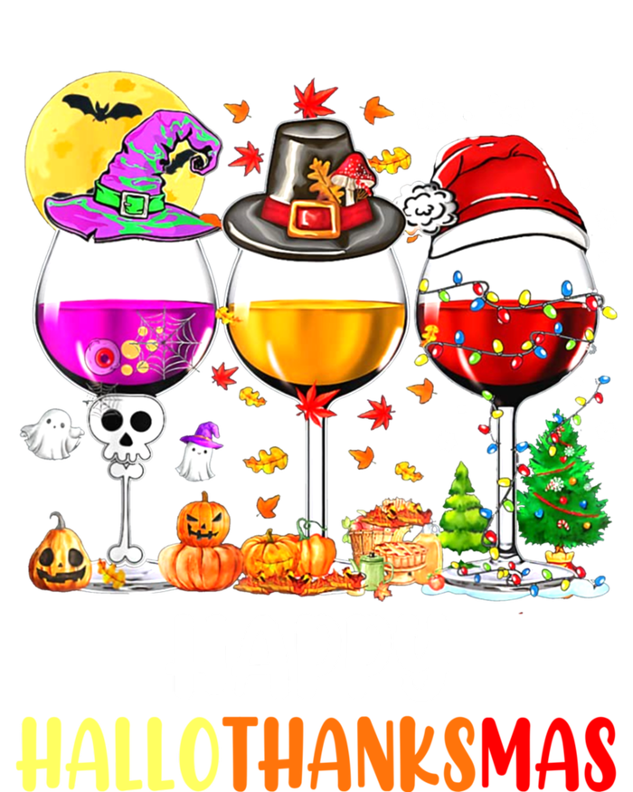 Happy Hallothanksmas Wine Glasses Wine Lover T-Shirt