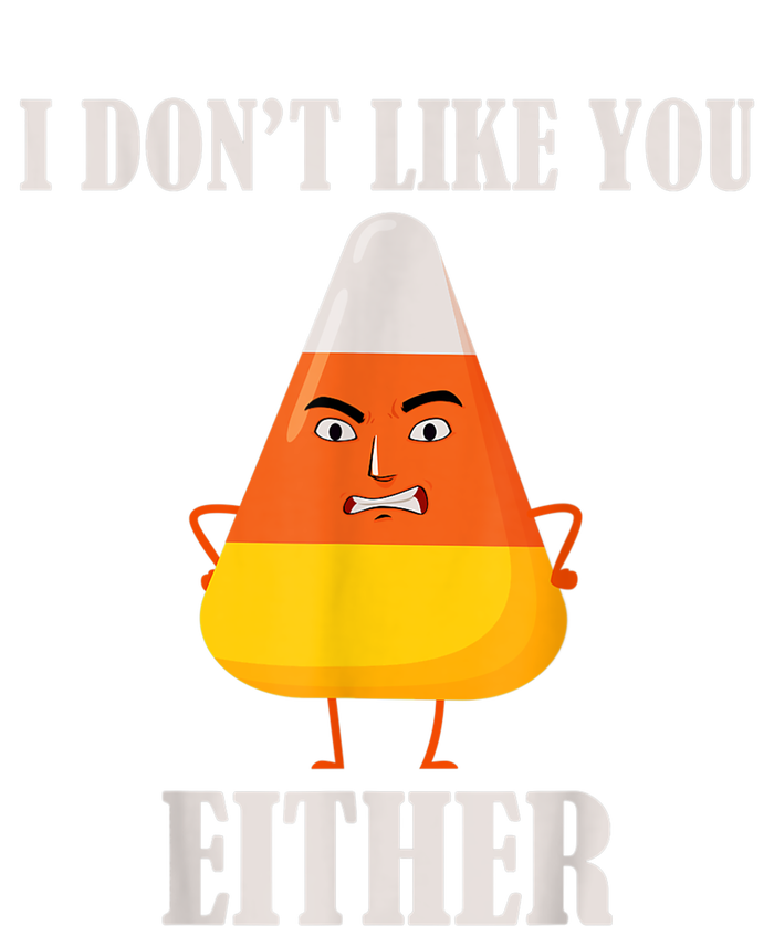 I Don't Like You Either Funny Halloween Candy Corn Striped Beanie with Solid Band